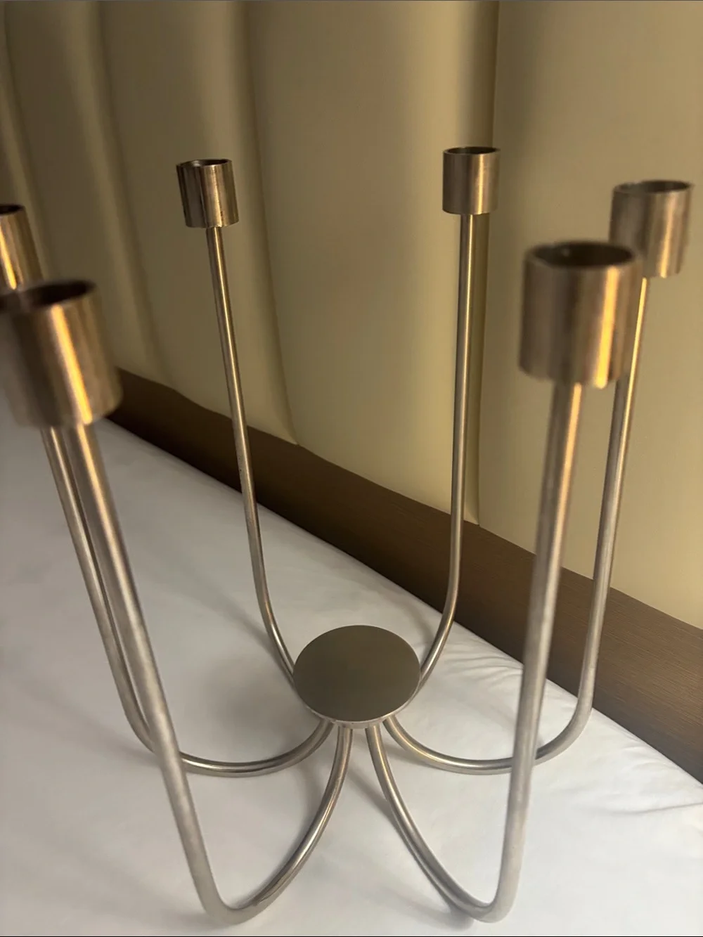 Modern Silver Metal Candelabra - 6-Arm Decorative Candle Holder